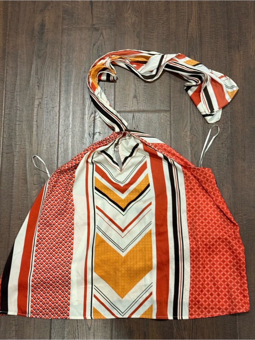 Banana Republic Orange, White & Yellow Halter Print Top - Never Worn